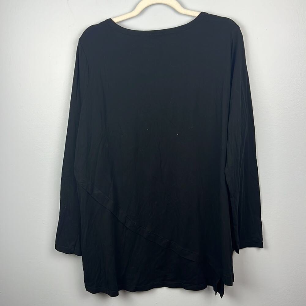 LOGO Lori Goldstein Ella XL long sleeve black asymmetrical tunic top - Picture 7 of 7